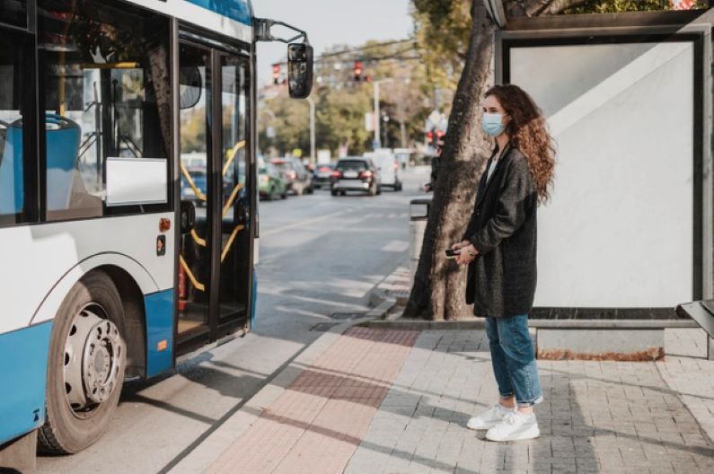 woman waiting bus